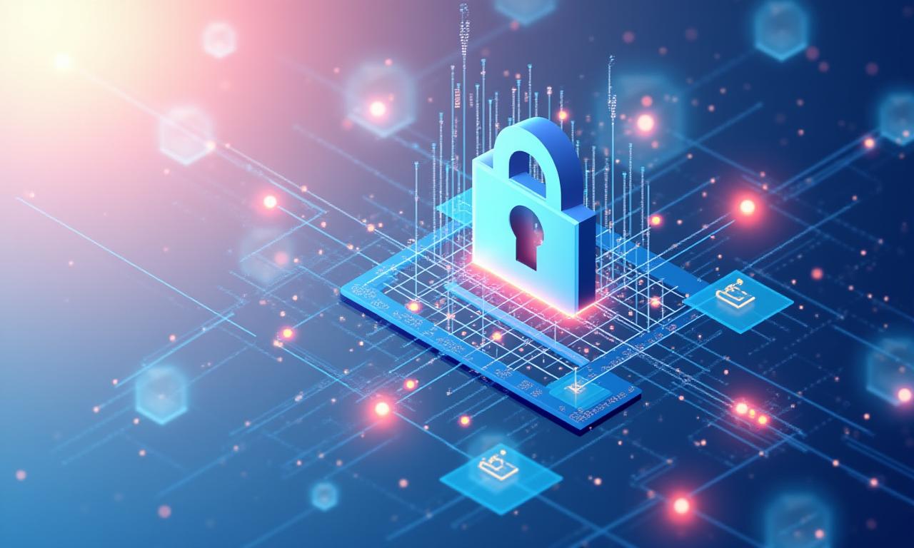 Ilustración de seguridad de datos y privacidad en una red digital